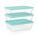 Pyrex Simply Store 6pc Glass Rectangular Food Storage Container (3 dishes, 3 lids) Set
