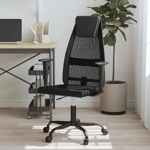 vidaXL Office Chair Black Mesh Fabric and Faux Leather - 1 of 4