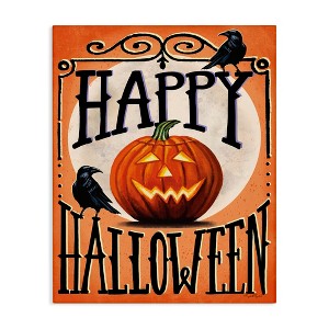 Stupell Industries Happy Halloween with Crows Canvas Art - 1 of 4