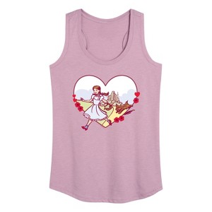 Women's Wizard of Oz Dorthy And Toto Heart Graphic Racerback Tank - Heather Orchid - 2 X-Large - 1 of 4
