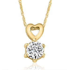 Pompeii3 1/2Ct Diamond Solitaire Heart Pendant Necklace in White, Yellow, or Rose Gold - 1 of 3