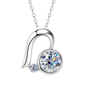Moissanite Necklace for Women, Heart Round Moissanite Pendant with 925 Sterling Silver 14K Necklace for Wife, Mom, Girlfriend Jewelry Gifts - 1 of 4