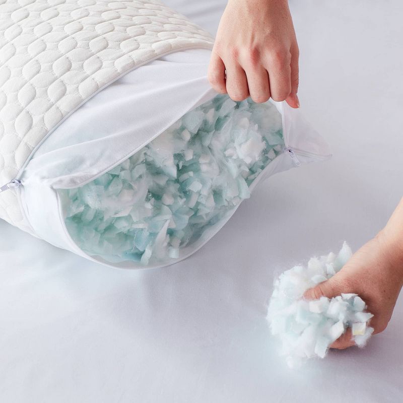 Comfort Collection Fiber & Shredded Foam Bed Pillow with Zippered Inner Cover - Lucid, 6 of 14