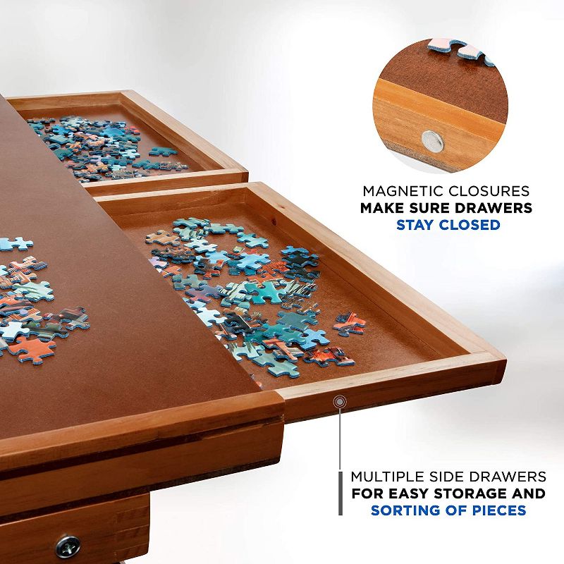 Jumbl 23x31" Jigsaw Puzzle Board Rack w/Legs, Mat & 6 Drawers, 3 of 8