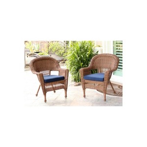HomeStock Honey Coastal Craftsman Chair Set of 2 with Cushions - 1 of 4
