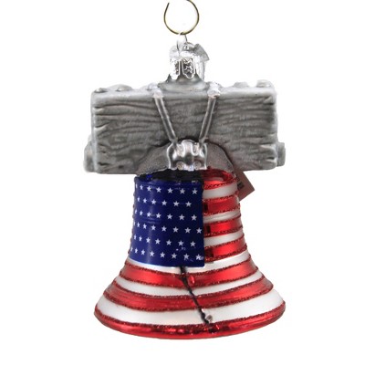 Noble Gems 4.25" Liberty Bell Freedom Flag Usa  -  Tree Ornaments