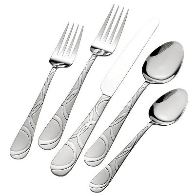 Pfaltzgraff 5153138 Garland Frost Flatware Set, Stainless Steel, Silver