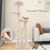 Tangkula 74" Tall Wooden Cat Tower Tree w/ 2-Story Cat Condo 2-Style Hammocks - 3 of 4