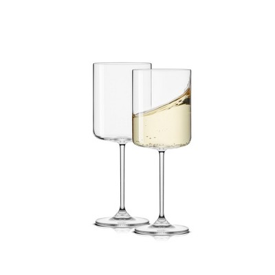 JoyJolt Claire Crystal White Wine Glasses – Set of 2 – 11.4 Ounce Wine Glass Set – Made in Europe
