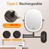FUNTOUCH Rechargeable Lighted Oval Wall Mounted Makeup Mirror 2-Sided 1X/7X Magnifying 3 Lights Option Dimmable Extended Foldable Arm - 3 of 4