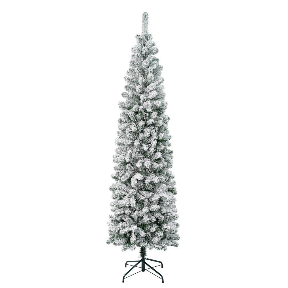 Photos - Garden & Outdoor Decoration National Tree Company First Traditions 7.5' Unlit Pencil Slim Flocked Acac 