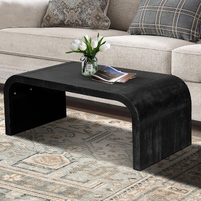 PAGED Vintage Crafts Coffee Table Wood Center Table Living Room Tables with Curved Art Deco Design for Living Room, Office