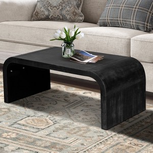 PAGED Vintage Crafts Coffee Table Wood Center Table Living Room Tables with Curved Art Deco Design for Living Room, Office - 1 of 4