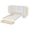 TiramisuBest Upholstered Platform Bed with Wingback Headboard, One Twin Trundle and 2 Drawers, Linen Fabric, Queen, Pink - 3 of 4