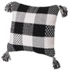 DEERLUX 16" Handwoven Cotton Throw Pillow Cover with Patterned Gingham Design and Tasseled Corners , Black & White - 2 of 4