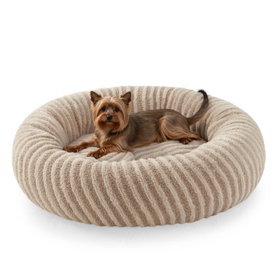 JOEJOY Round Dog Bed with Anti-Slip Bottom & Removable Cover,Rabbit Fur and Teddy Fabric with Drawstrings