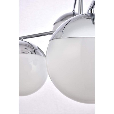 Eclipse 6-Light Chrome Frosted White Glass Modern Pendant