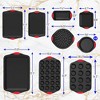 NutriChef 10 Piece Kitchen Oven Baking Pans - Black with Red Silicone - 2 of 4