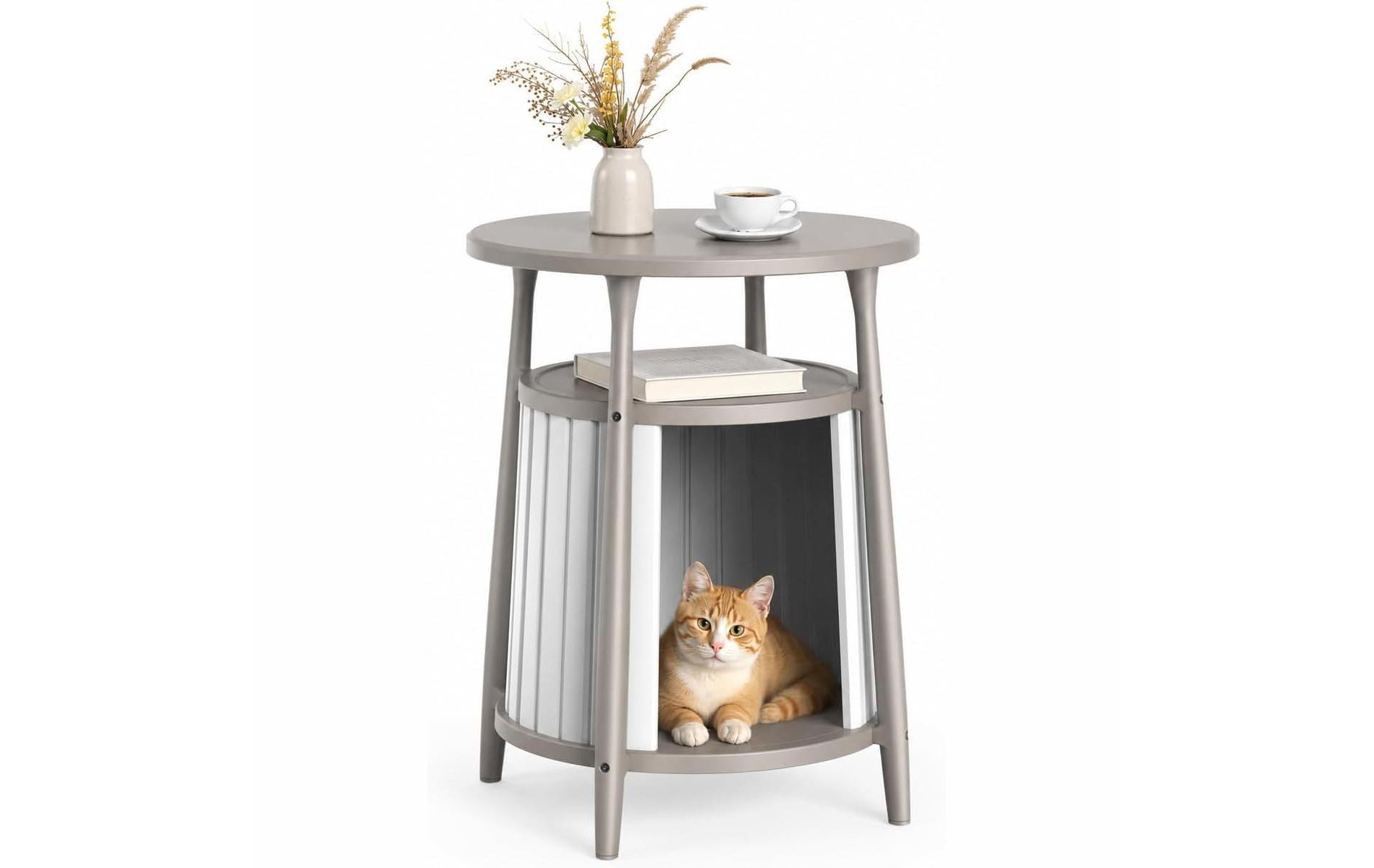 ACOINEL Multifunctional Furniture Cat Bed for Coffee Table, Stool, or Cat House, Home Decor for Living Room Light Brown