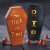 TAG Trick or Treat Coffin LED Decor - Halloween Decorative Sculpture, Indoor Use, 4.5" L x 1.25" W x 8" H, Orange Wood - 2 of 3