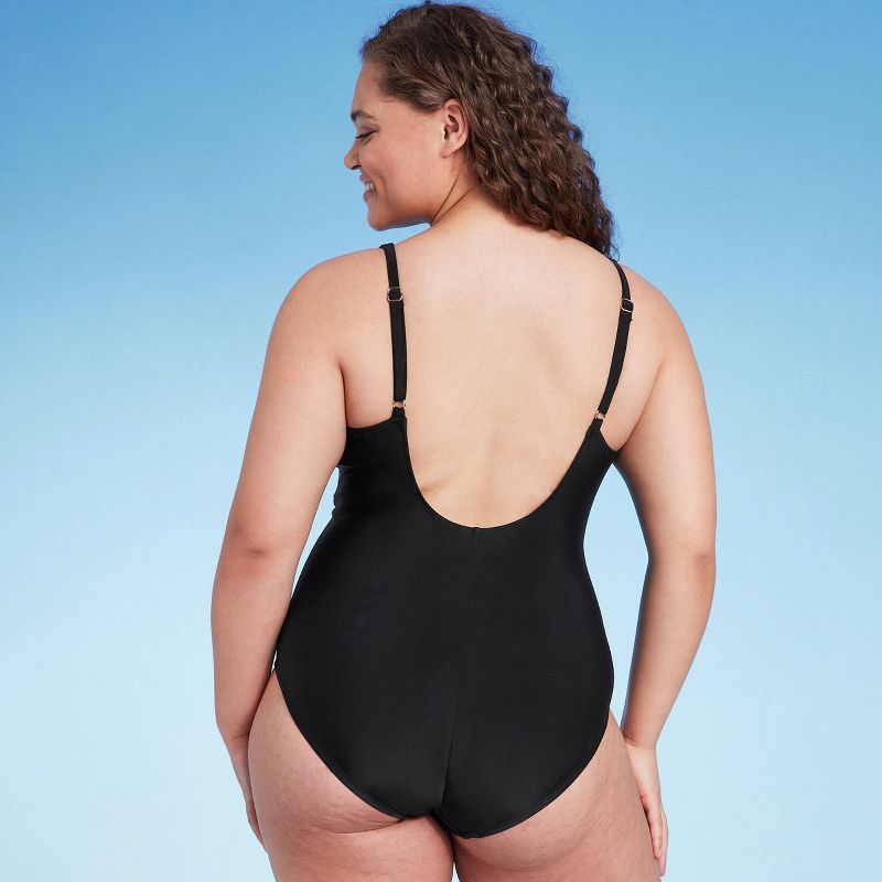 Women's V-Neck Scoop Back One Piece Swimsuit - Shade & Shore™ Black, 5 of 6