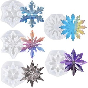 JDICTION 5 Pcs 3D Snowflake Silicone Epoxy Molds - Christmas Resin Molds for DIY Winter Christmas Tree Decoration, Handmade Craft Supplies - 1 of 4