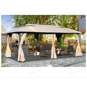 DSVIMOY Outdoor Gazebo with Double Roofs, Gazebo Canopy Tent for Deck Backyard Garden, Brown, 240"*120"*105.6" - 1 of 4