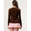 Allegra K Women's Velvet Sweetheart Neck Elegant Long Sleeves Blouses - 3 of 4