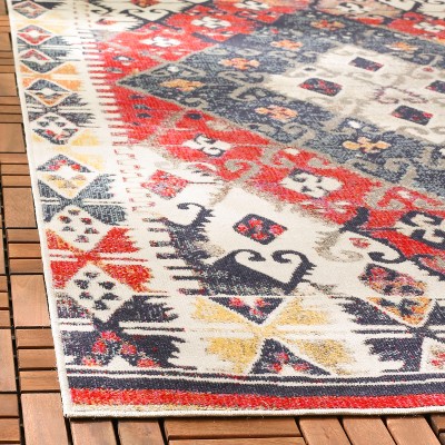 Rust and Multicolor Geometric 8' x 10' Synthetic Area Rug