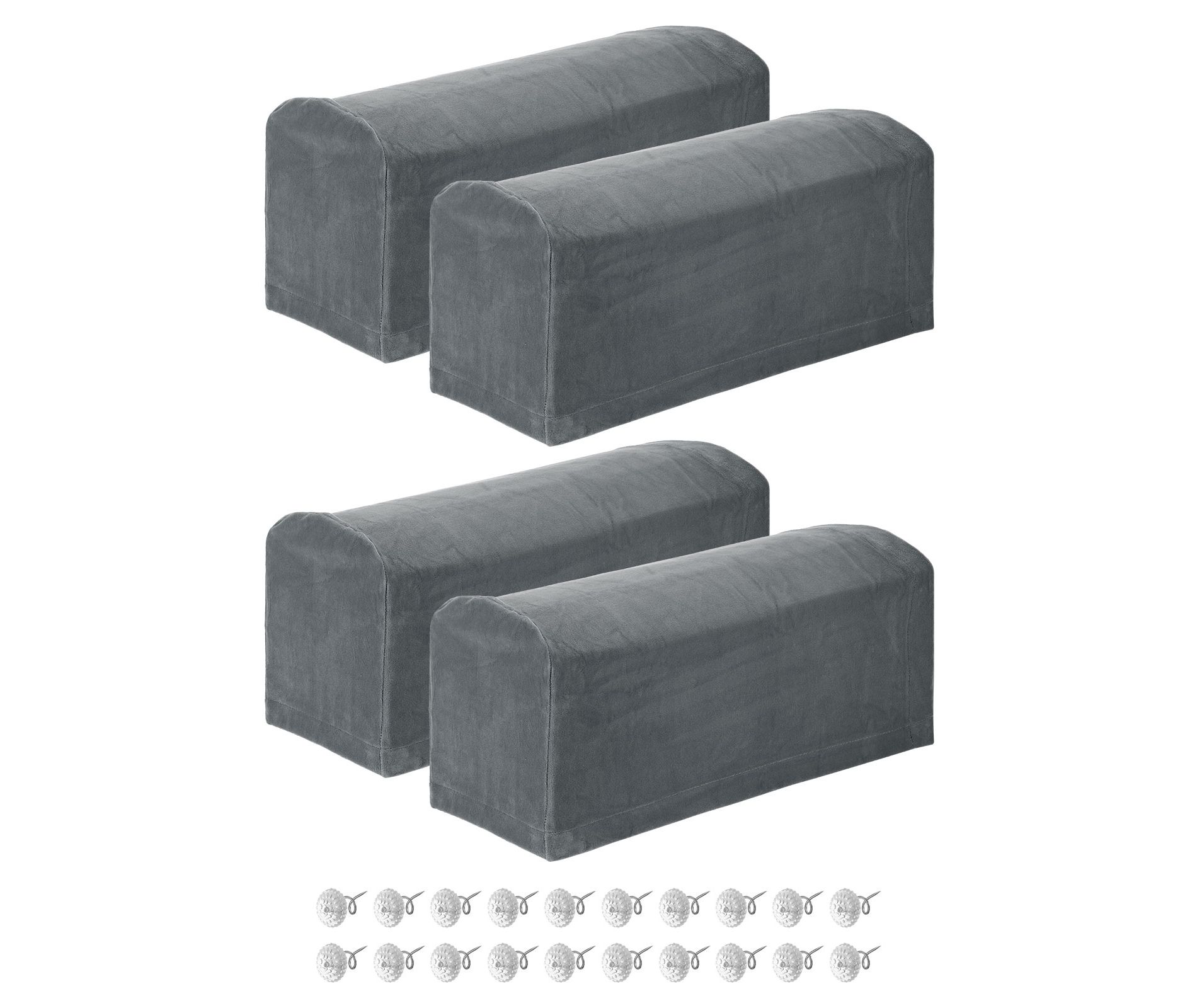 Unique Bargains Non Slip Scratch Resistant Soft Armchair Slipcovers with Twist Pins Deep Grey 4 Pcs