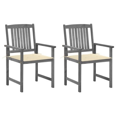 vidaXL Patio Chairs with Cushions 2 pcs Gray Solid Acacia Wood