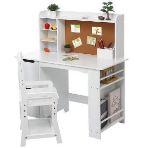 Kids Desk, Study Desk and Chair Set for Boys and Girl, Wooden Kids Writing Table - 1 of 4