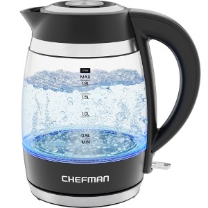 Chefman Rapid-Boil 1.8L Electric Kettle w/ Removable Lid and LED Indicator Lights - Black - 1 of 4