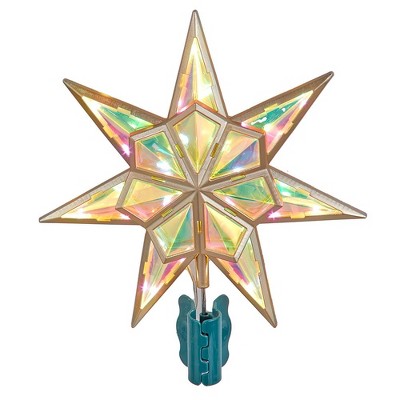 Vintage Clear Iridescent Aurora Star Topper For Ceramic Christmas Tree – 1980s Acrylic, 3/16" Stem