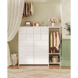 16 Drawers Dresser for Bedroom, Clothes Storage Organizer with Hanging Rack, 51" Tall Chest of Drawers with Fabric Bins, Large Closet Dresser - 1 of 4