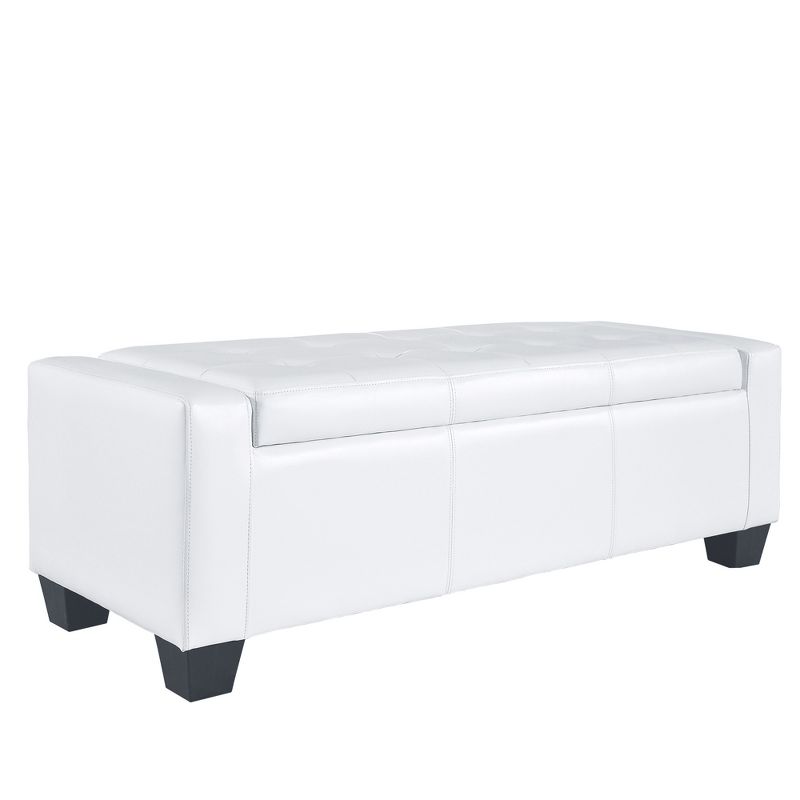 HOMCOM 51" Faux Leather Rectangular Tufted Storage Ottoman for Living Room, Entryway, or Bedroom, White, 4 of 9