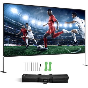 VEVOR Projector Screen with Stand 150inch Portable Movie Screen 16:9 4K HD Wide Angle Outdoor Projector Screen Stand, Black&White - 1 of 4