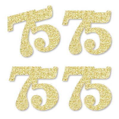 Big Dot of Happiness Gold Glitter 75 - No-Mess Real Gold Glitter Cut-Out Numbers - 75th Birthday Party Confetti - Set of 24