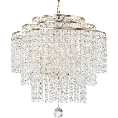 Gabrielle Antique Gold 6-Light Crystal Chandelier