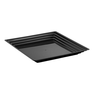 Smarty Had A Party 16" x 16" Black Square Plastic Serving Trays - 24 pcs