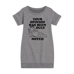 - Garfield - Your Opinion Has Been Duly Noted Graphic Short Sleeve Fleece Dress - 1 of 3