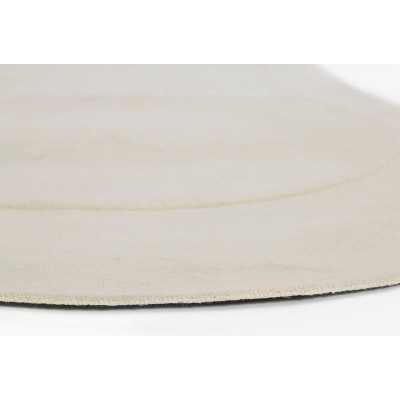 Ivory Kidney-Shaped Handmade Wool Area Rug, 6' x 9'