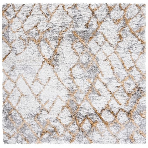 Horizon Shag Hzn894 Power Loomed Area Rug - Ivory/gold - 8'x8 ...