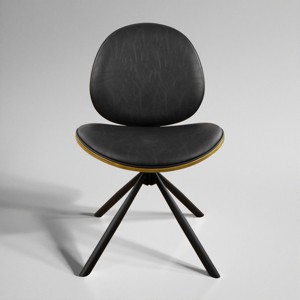Art Leon Faux Leather and Bentwood Dining Chair, Mid-century Modern, Metal Legs, Black Finished - 1 of 1