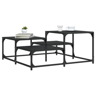 vidaXL Coffee Table Black Engineered wood, metal Medium Adjustable Feet