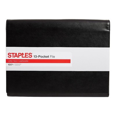 Staples M by Leather Expanding File Letter Size 13-Pocket Black (51793) TR51793/51793