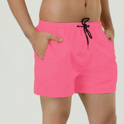 Lars Amadeus Men's Summer Solid Color Adjustable Waist Regular Swimming Trunks 2 Packs Pink/Pink 30 — фото 2