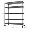 SEVOBAL Utility Storage Shelves Industrial Steel Wire Shelving with Lockable Rolling Wheels for Home and Commercial, Black, 55.9"*24.4"*8.46" - 2 of 4