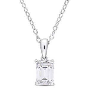 EVERLY JEWELRY | Sterling Silver Pendant with Gemstone and Created Gemstone – Multiple Stone Options - 1 of 4