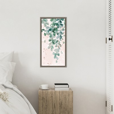 Green and Pink Abstract Leaf Canvas Wall Art